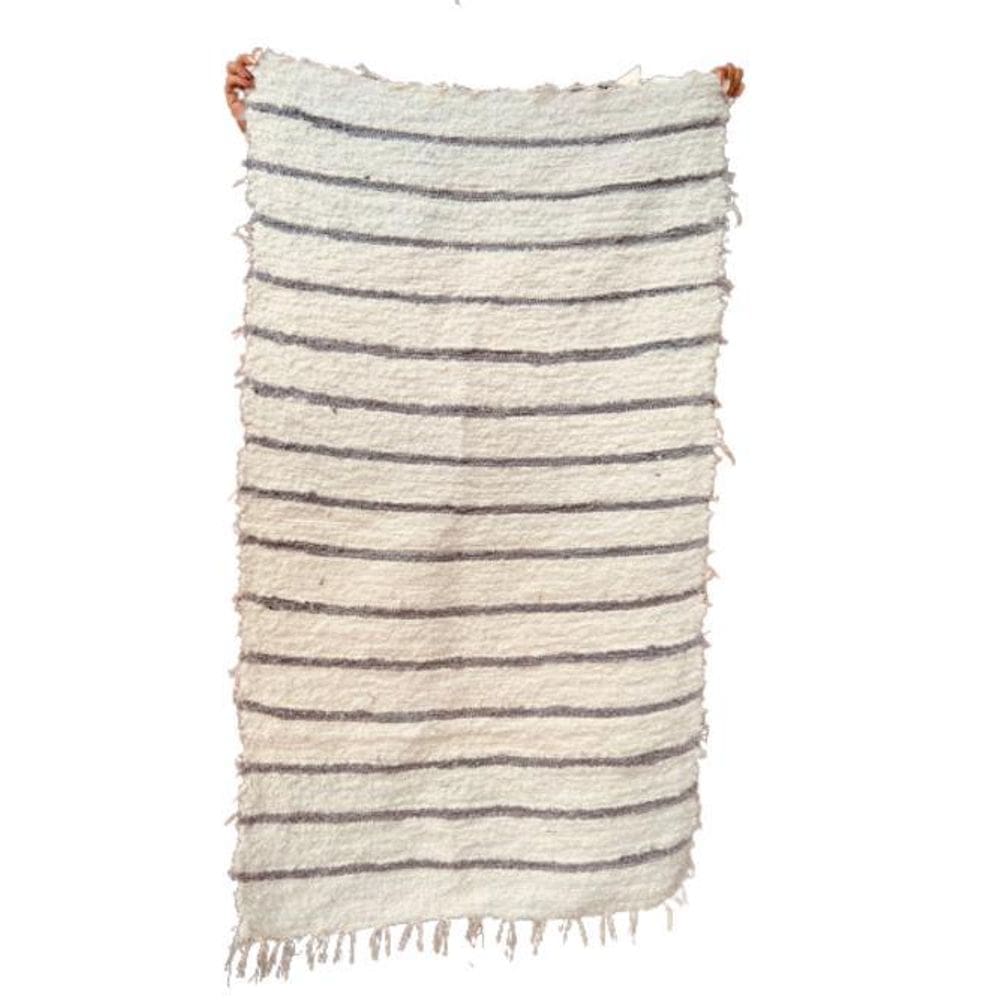 Tapete Médio Felpudo Listra Fina Cinza 0,80X1,50M Boho