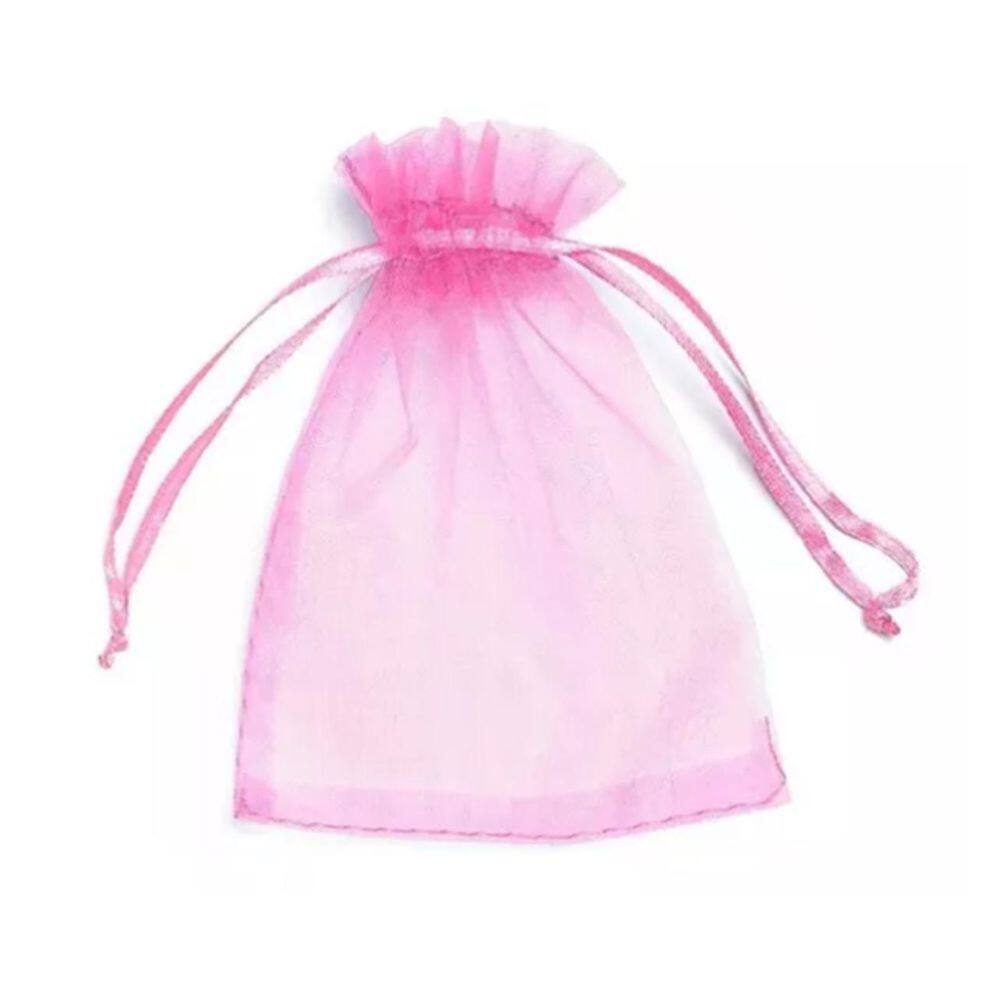 100 Saquinhos Organza 7X9 Rosa Lembrancia Artesanato