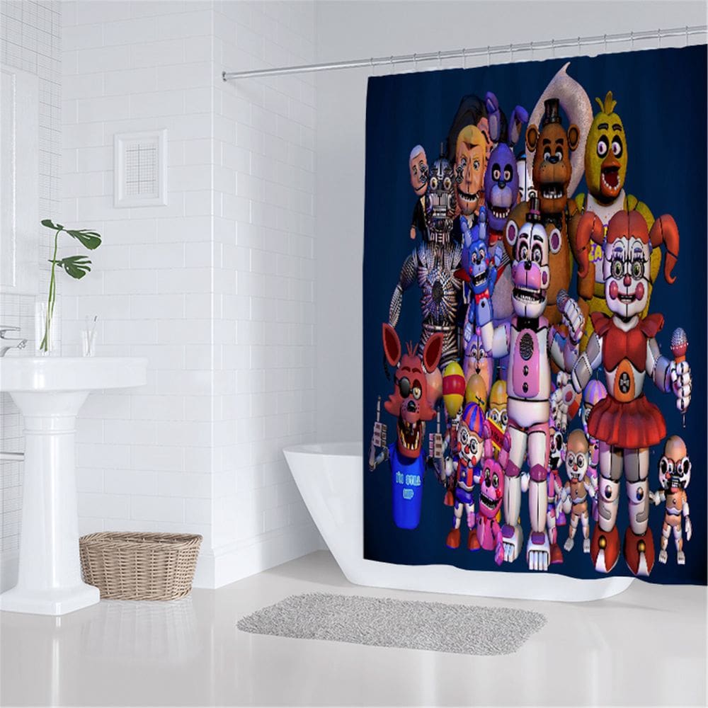 Cortina de banho Five Nights Freddys Anime de poliéster impermeável