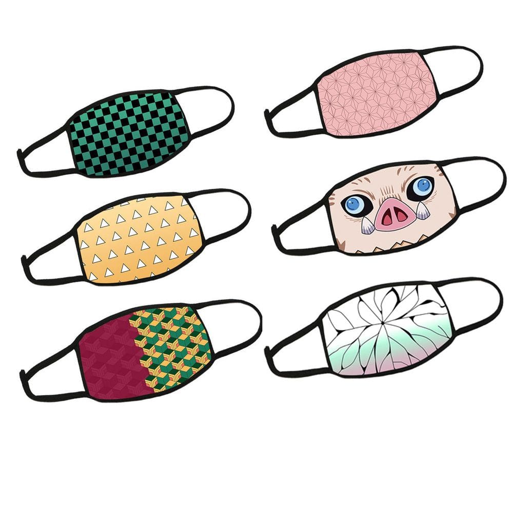 Máscara facial Anime Demons Slayers 6 unissex de algodão
