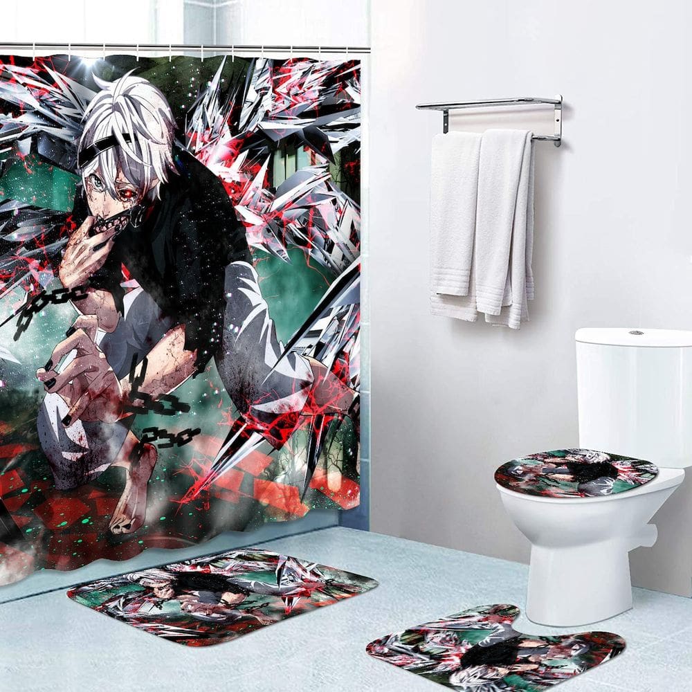 Conjunto de chuveiro Tokyo Ghouls Kanekis Kens Anime Waterproof 4 unidades