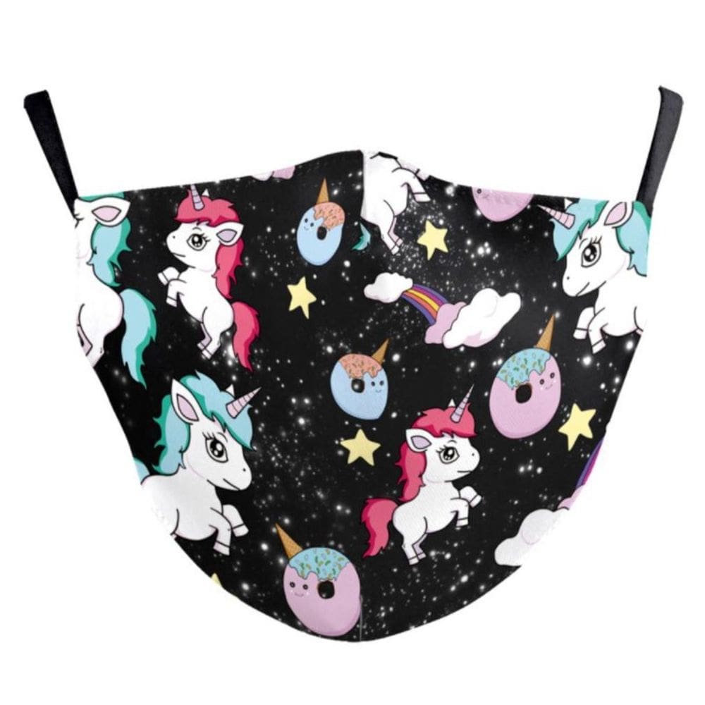 Máscara facial Unicorn 3D Print Anime lavável para crianças e adultos