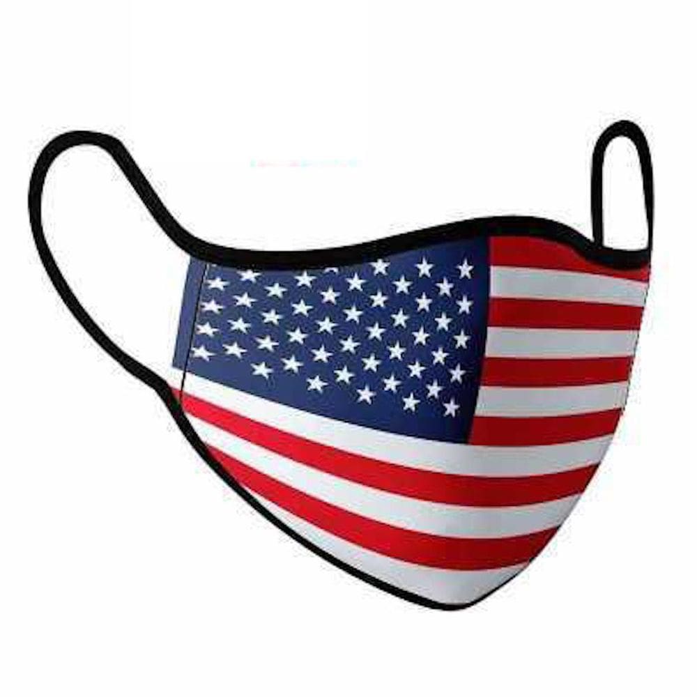 Máscara facial, bandeira dos EUA, impressão digital, respirável, algodão reutilizável