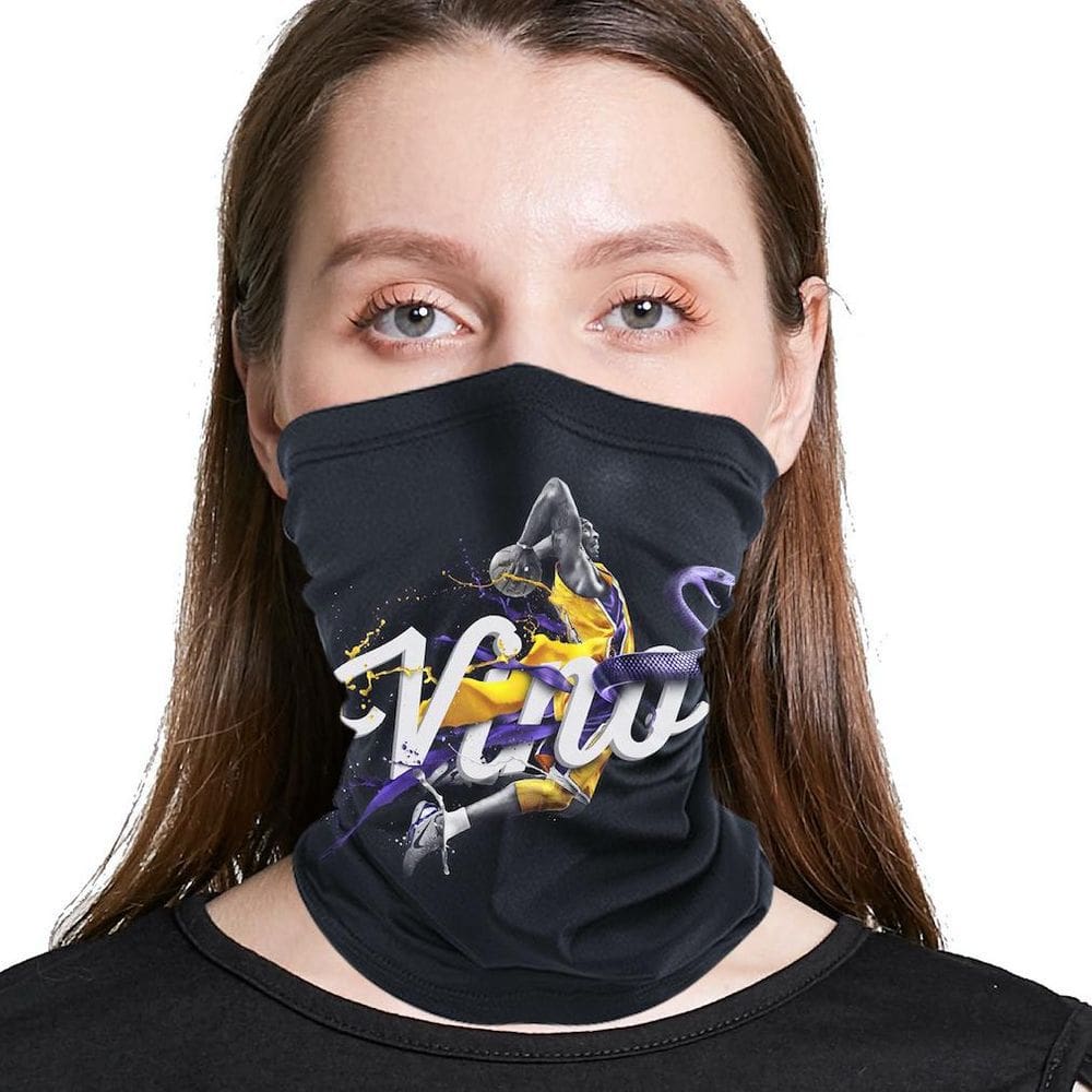 Máscara facial Kobe NBA 3D Print, pano macio respirável, reutilizável