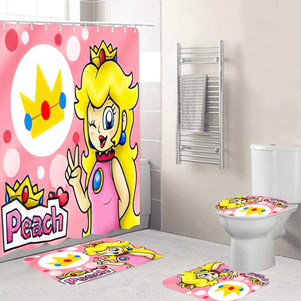 Conjunto de chuveiro Princess Peach`s Toadstoois Anime Waterproof