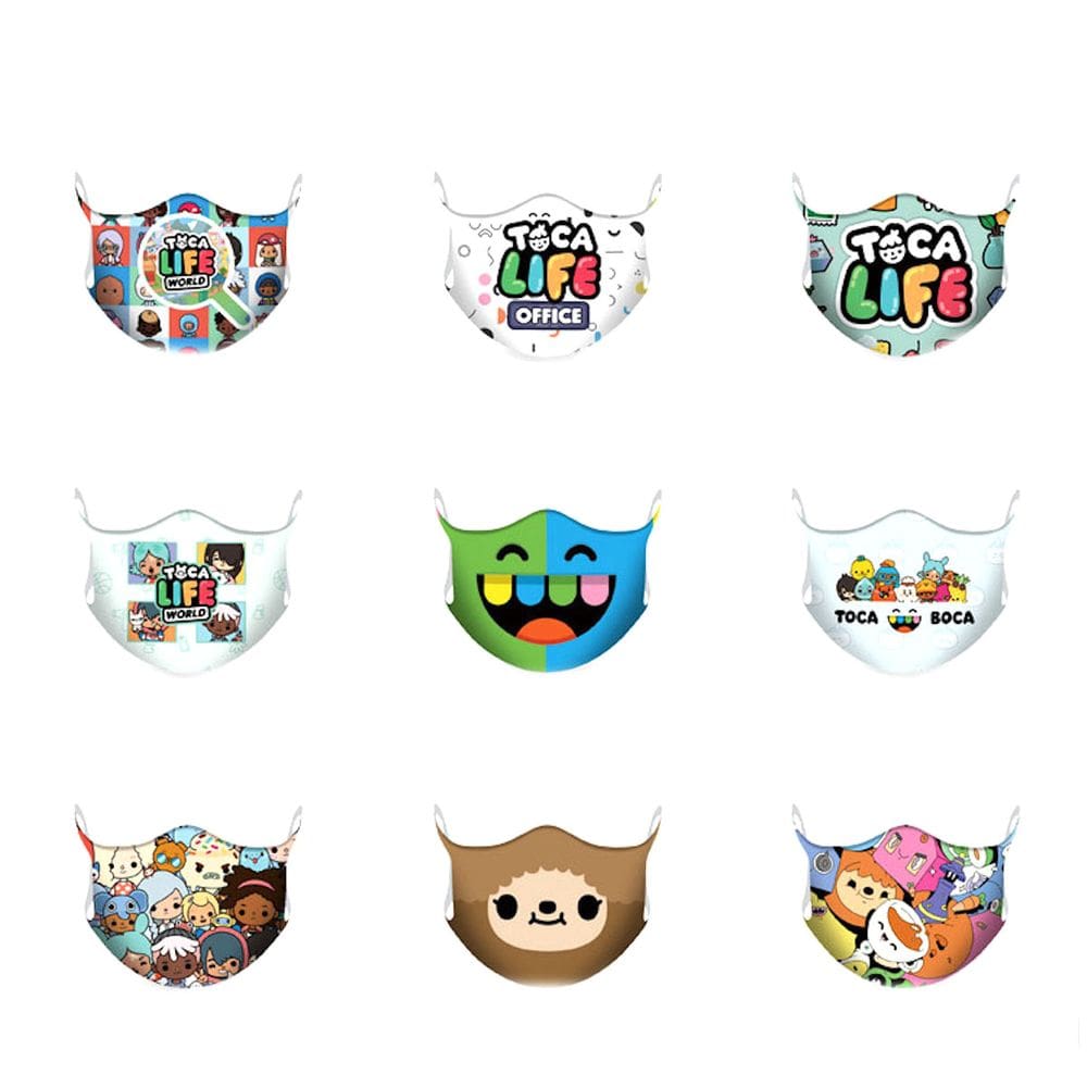 Máscara facial Tocas Lifes Anime 9 unidades/lote de algodão para adultos e crianças