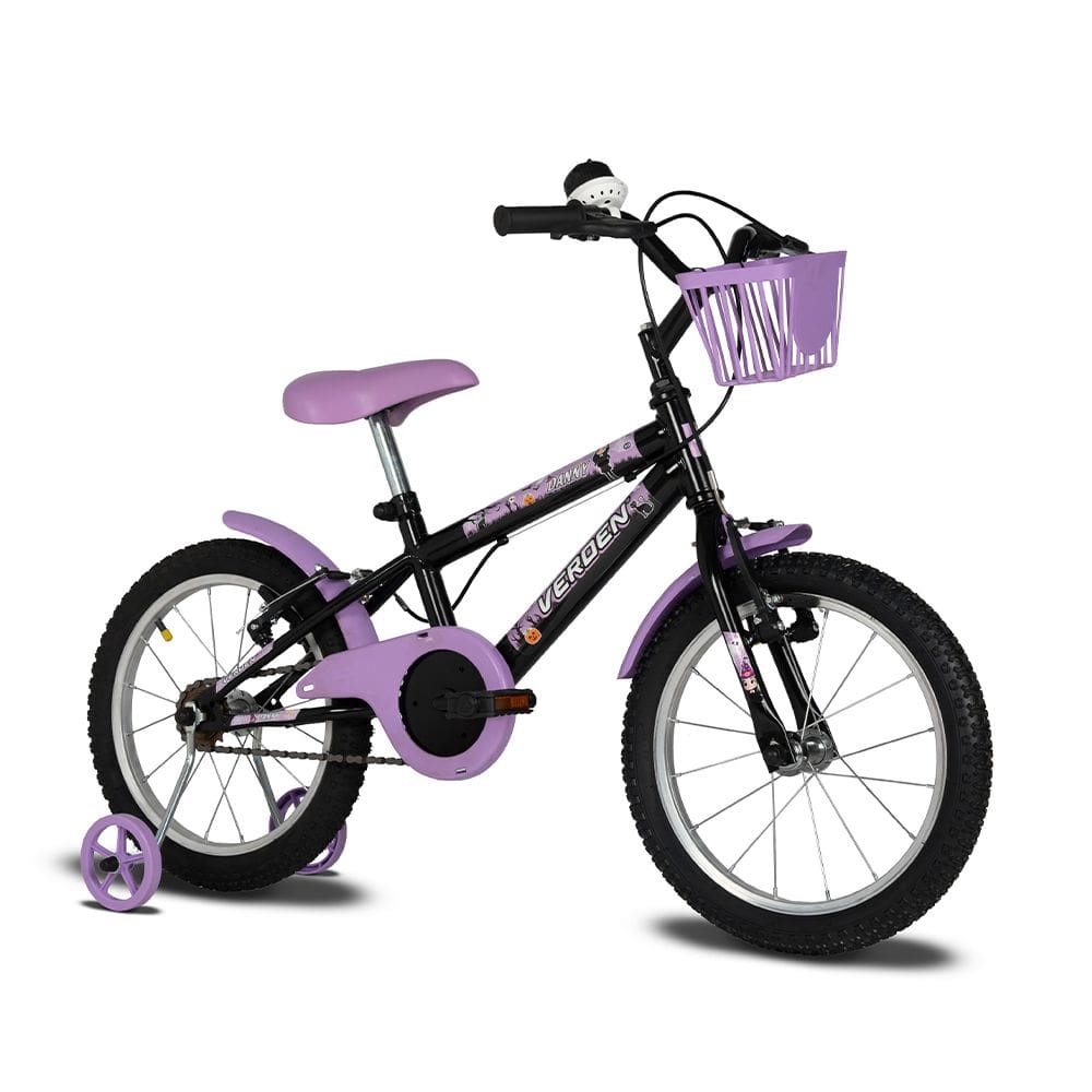 Bicicleta Infantil Aro 16 Danny Preta e Lilás Verden Bikes