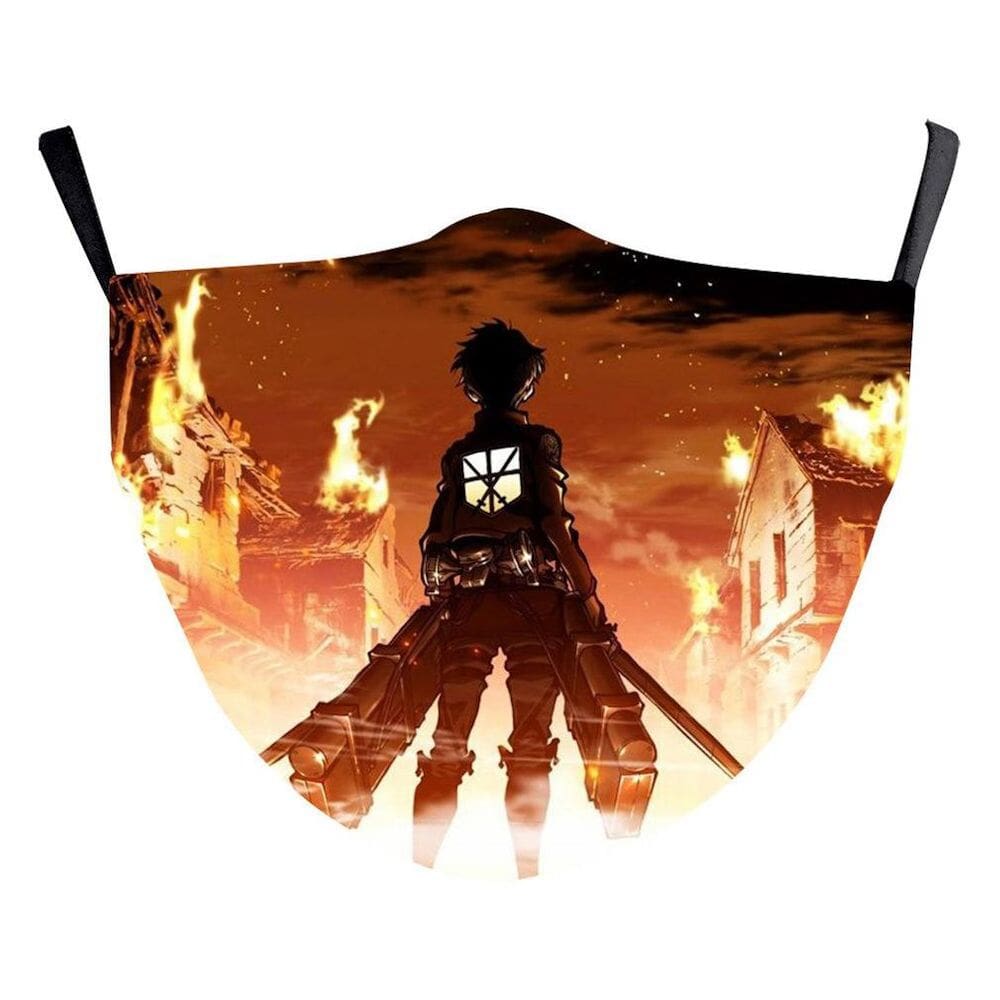 Máscara facial Titan Anime Cosplay Reutilizável de Algodão Lavável