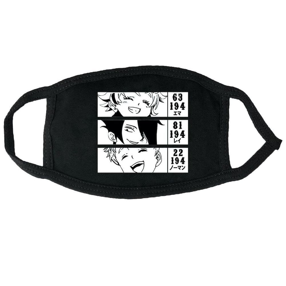 Máscara facial The Promised Neverlands com impressão 3D Anime respirável