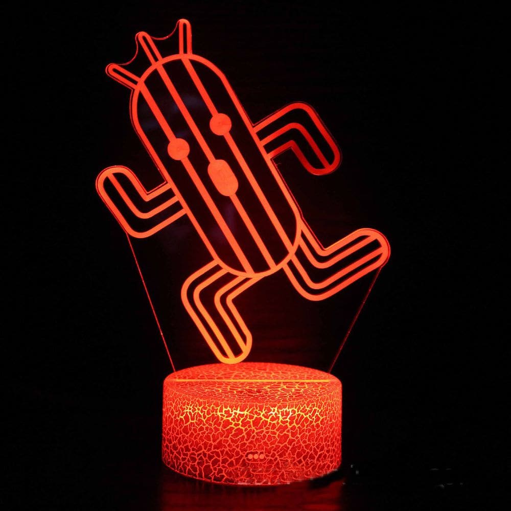 Lâmpada de luz noturna Running Cactus Anime Decor 3D Illusion