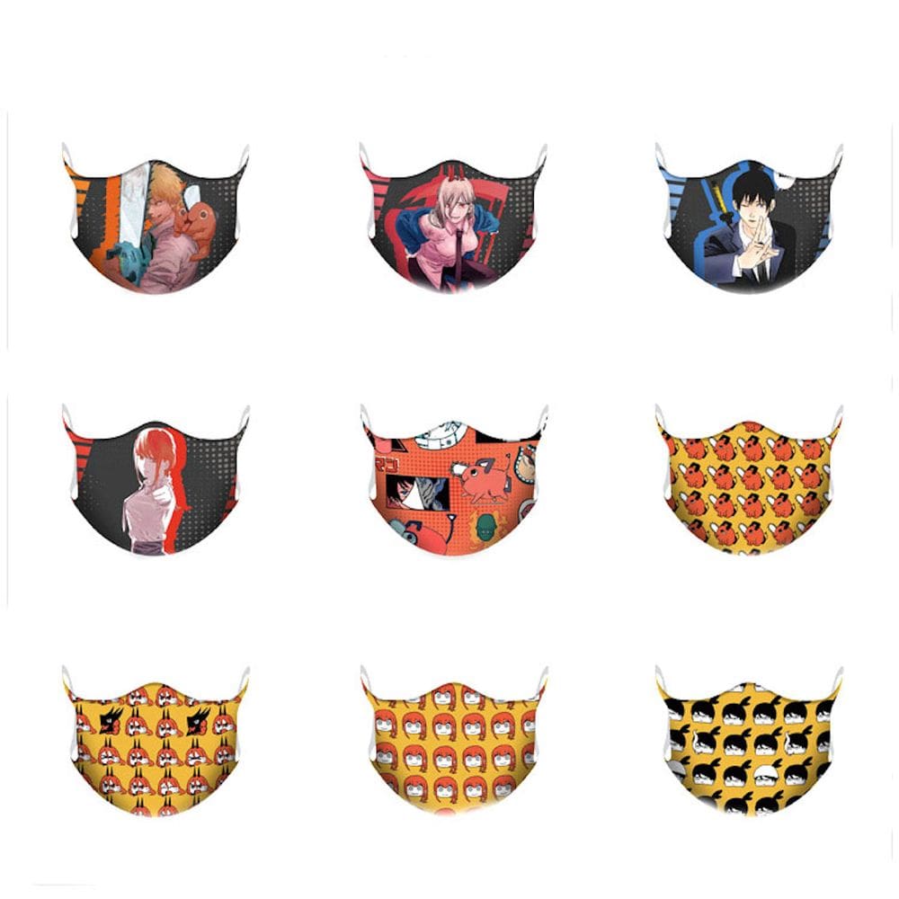 Máscara facial Anime Chainsaws Máscara masculina 9 unidades/lote de algodão