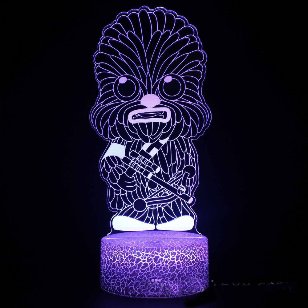 Lâmpada de luz noturna Chewbaccas Anime Decor 3D Illusion com USB