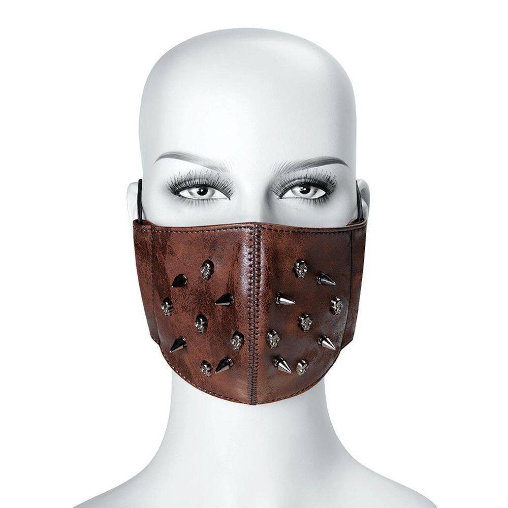 Máscara facial Halloween Punk Skull Fashion Leather Unissex
