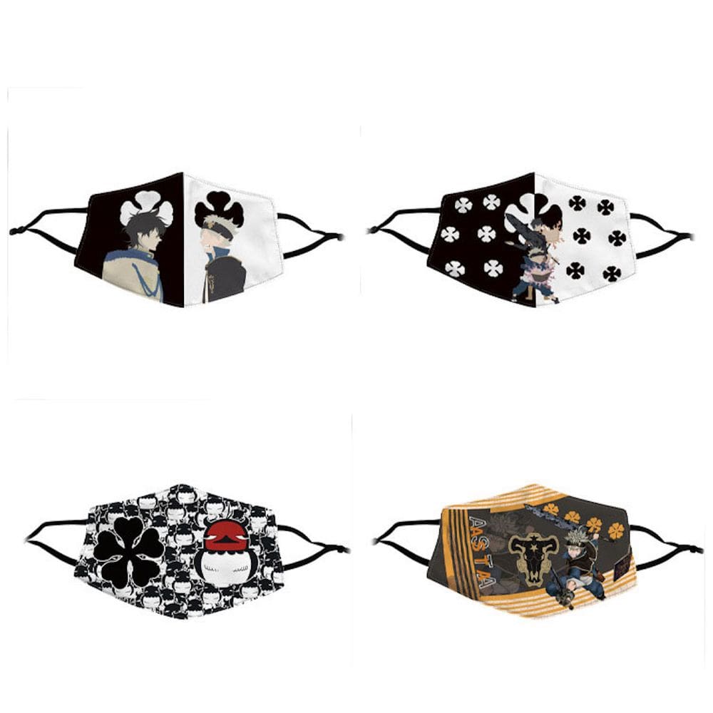 Máscara facial Anime Blacks Clovers Cotton 4 unidades/lote
