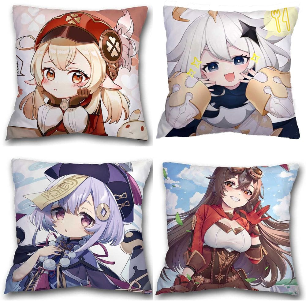 Capas de almofada Genshins Impacts Klee Hutao 45x45cm 4 unidades/lote