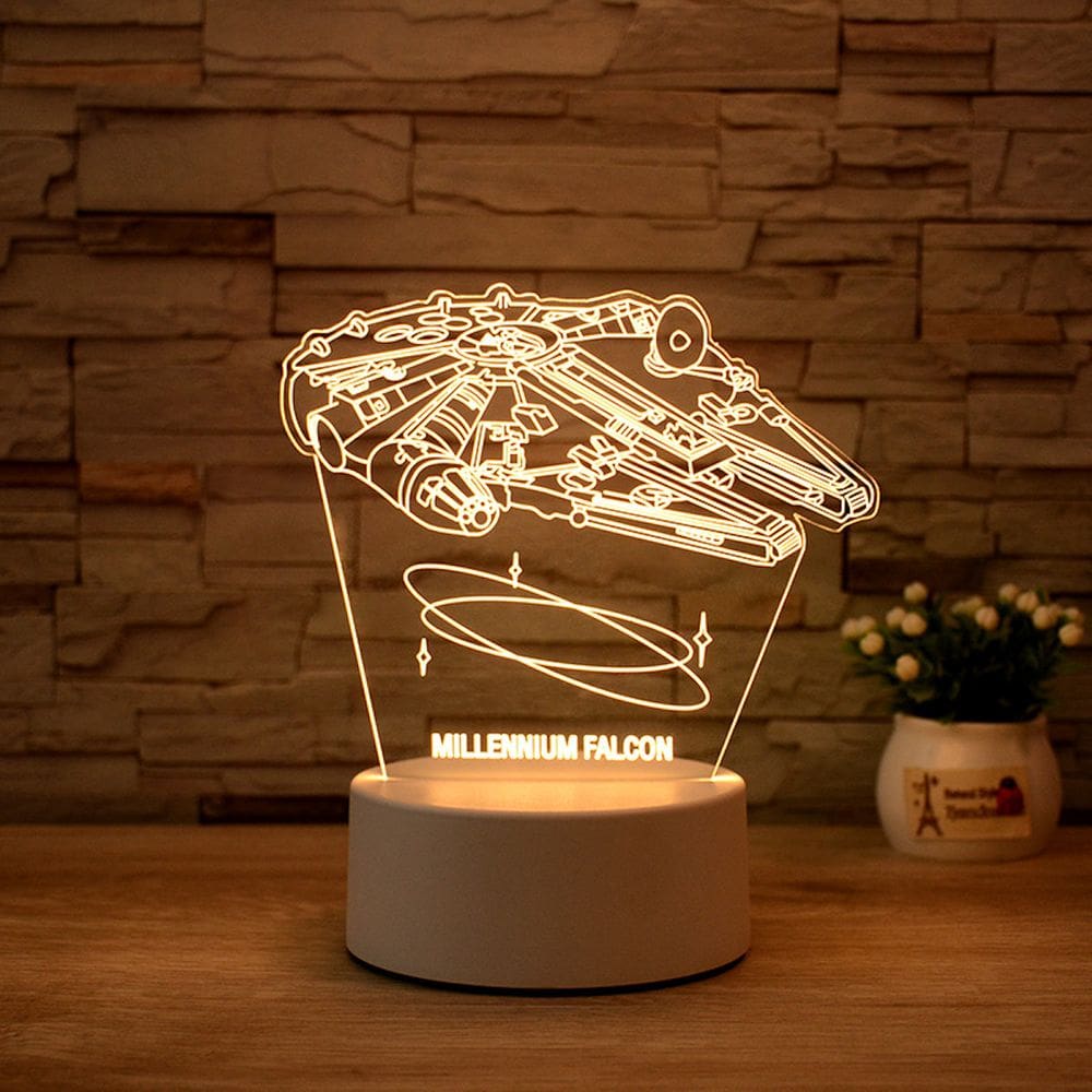 Lâmpada de luz noturna Millennium Falcons Anime 3D Illusion