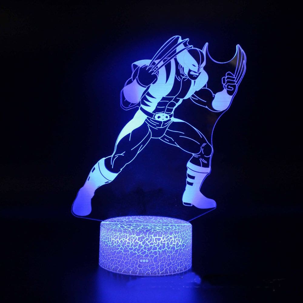 Lâmpada de luz noturna Wolverines Anime Decor 3D Illusion com USB
