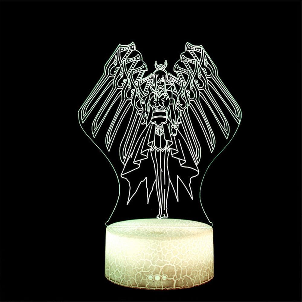 Lâmpada de decoração de anime Night Light Fairy Tails Lâmpada de ilusão 3D