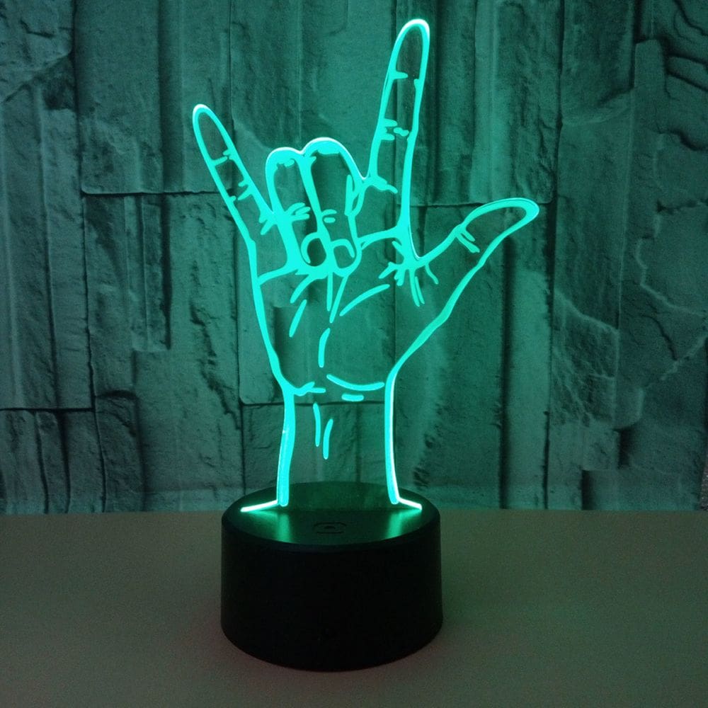Lâmpada de luz noturna I Love You Gesture Anime Decor 3D Illusion