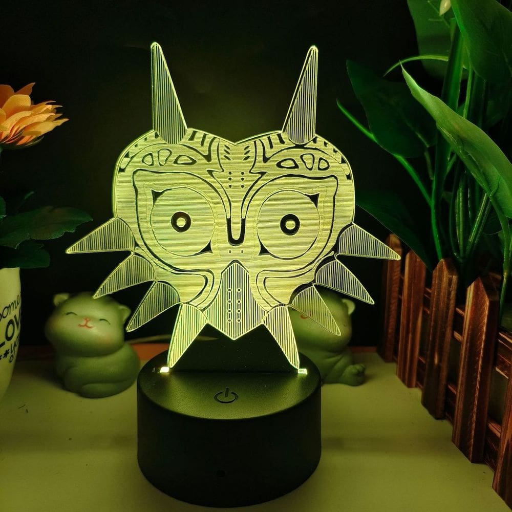 Lâmpada de luz noturna Majora`s Mask Anime Decor 3D Illusion
