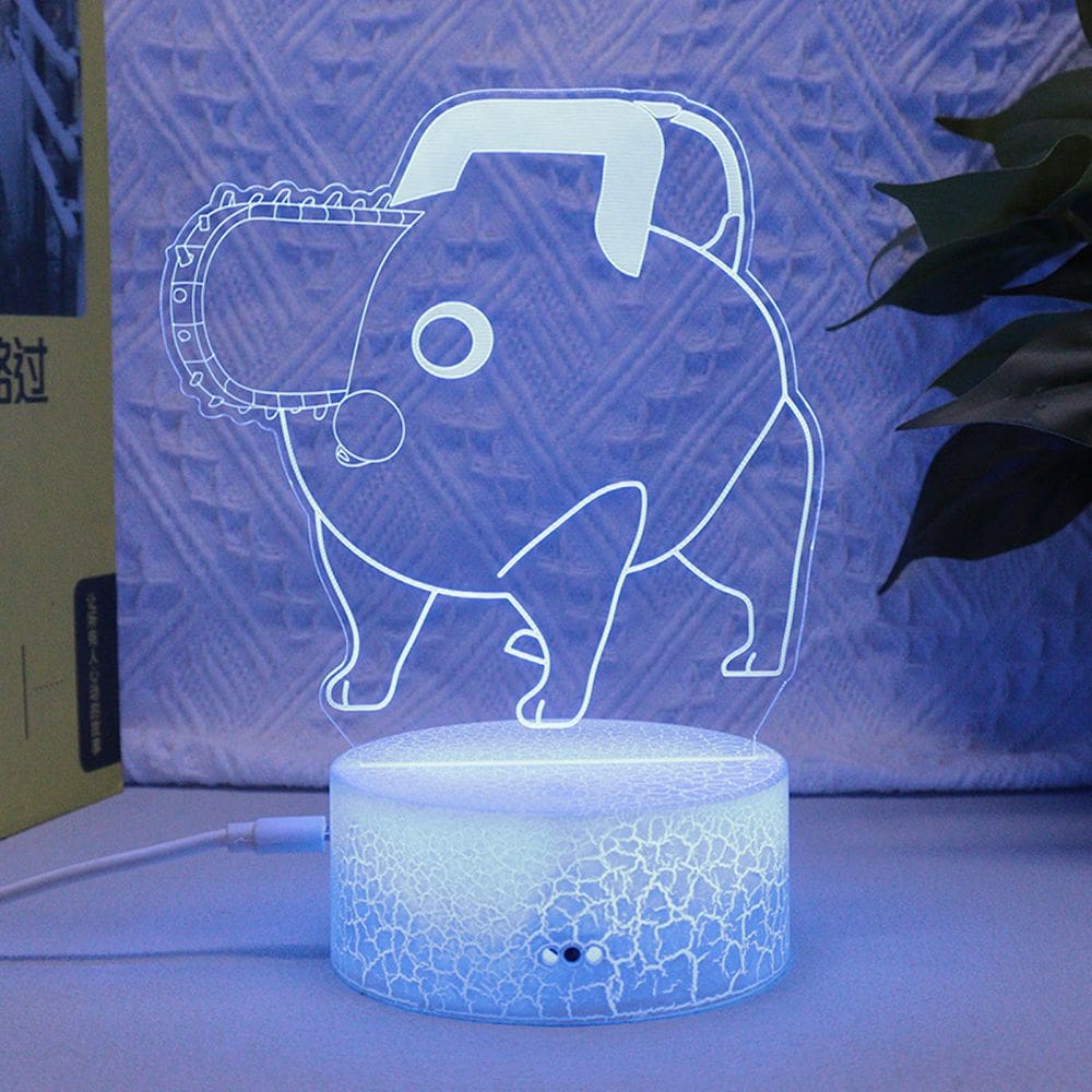 Lâmpada de luz noturna Motosserras Pochita Anime Decor 3D Illusion