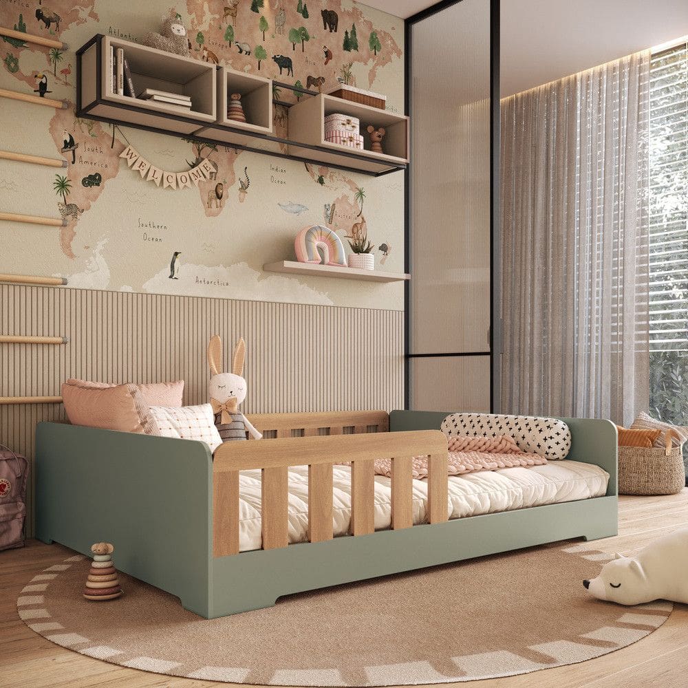 Cama Infantil Montessoriana Casal em MDF Tony Mobikasa e Colchao Gazin