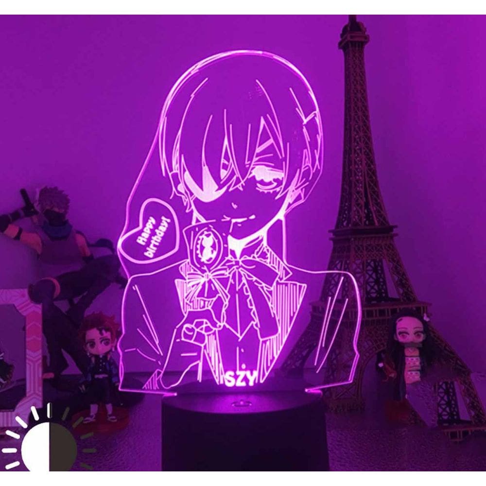 Lâmpada de luz noturna Black Butlers Anime 3D Illusion com USB