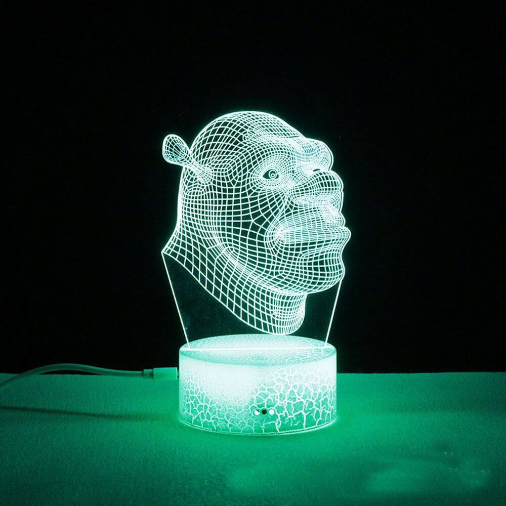 Lâmpada de luz noturna Donkey Shreks Anime Decor 3D Illusion