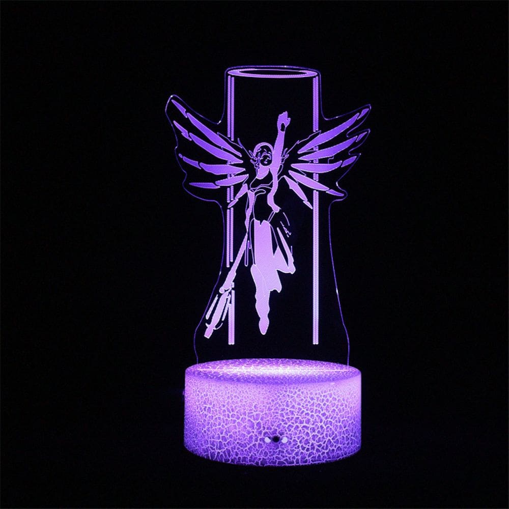 Lâmpada de decoração de anime Night Light Overwatch Angel Crack 3D Illus