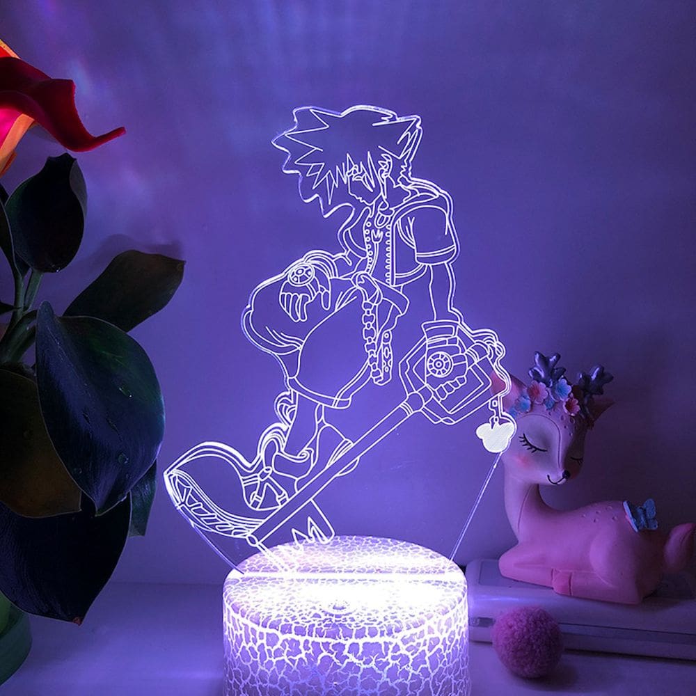 Lâmpada de luz noturna Kingdoms Hearts Anime 3D Illusion
