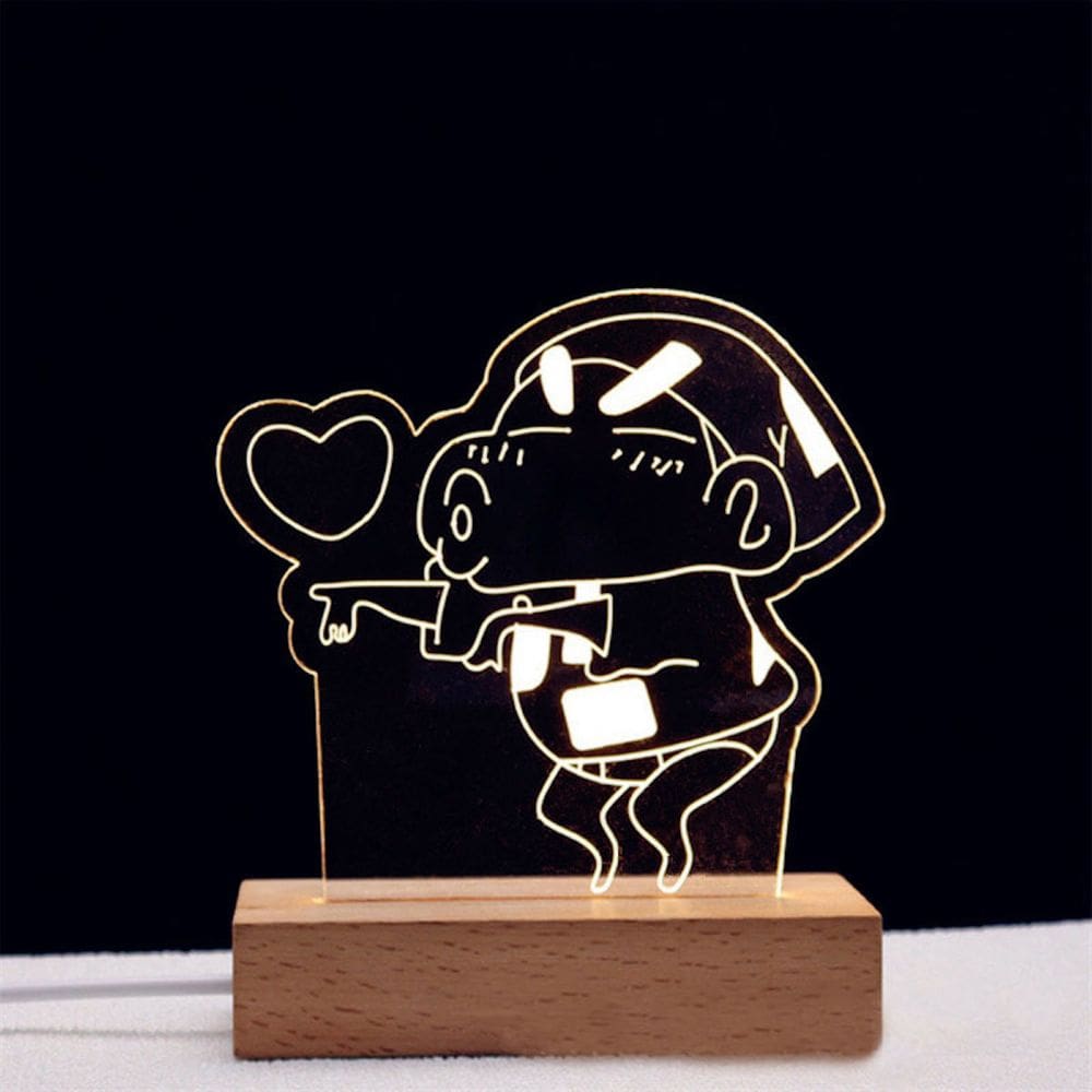 Lâmpada de luz noturna Crayon Shin Chans Anime Decor 3D Illusion