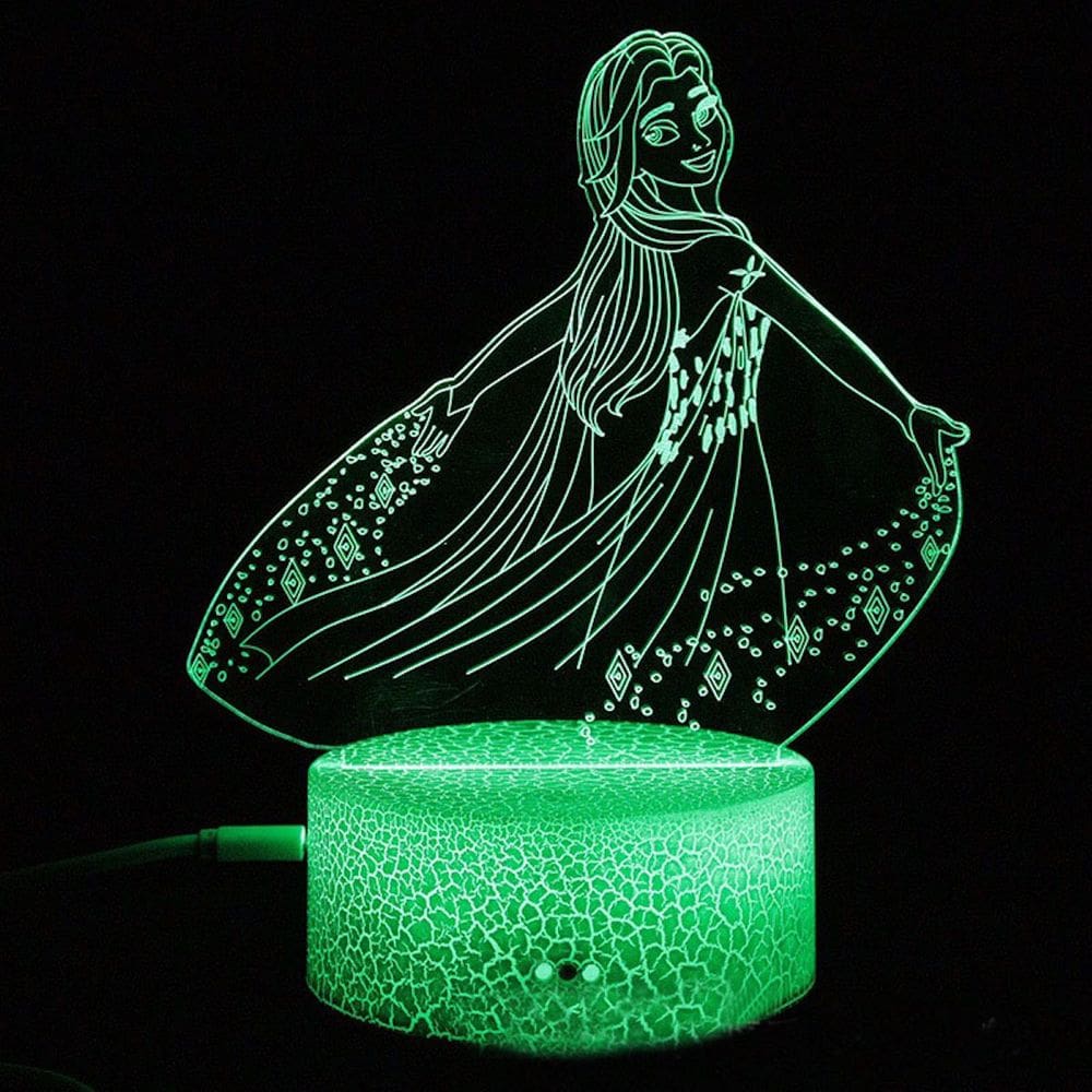 Lâmpada de luz noturna Princess Elsa Anime Decor 3D Illusion