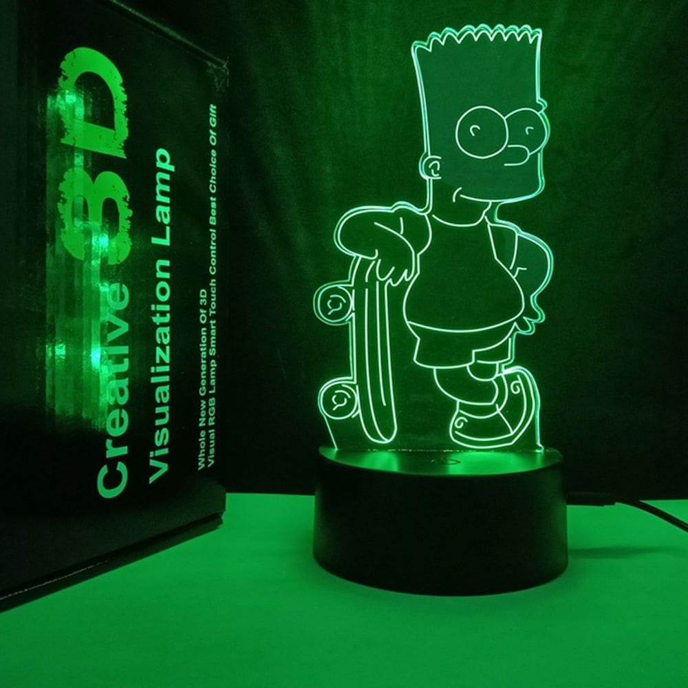 Lâmpada de luz noturna Simpsons Anime 3D Illusion com 7 cores