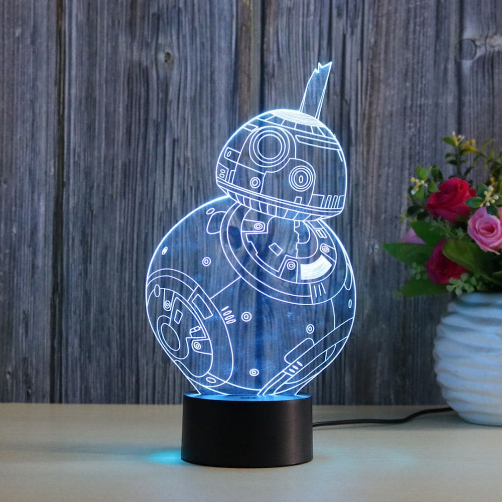 Lâmpada de decoração de anime Night Light BB8 3D Illusion com 7 cores
