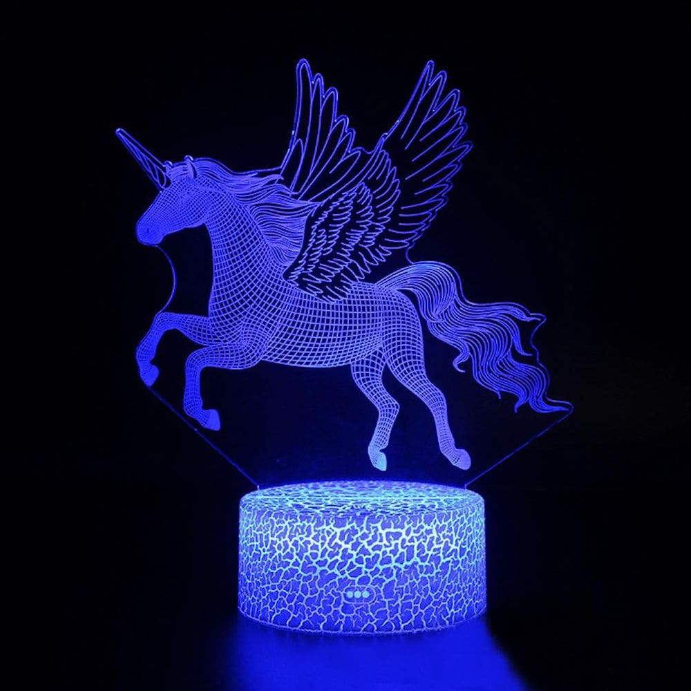 LED 3D Night Light Unicorn para quarto de crianças com luz colorida