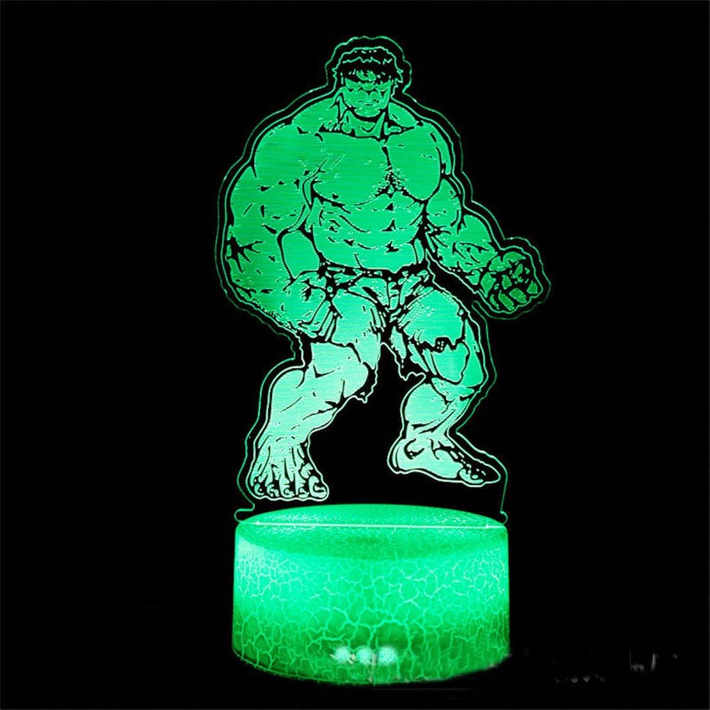 Lâmpada de ilusão 3D Night Light Green Hulks Decor