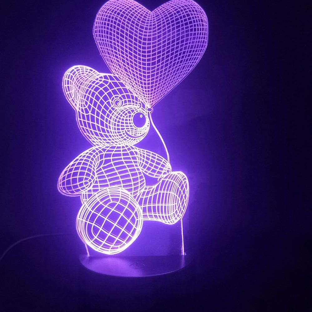 Balão Night Light Love Bear 3D LED para quarto de crianças