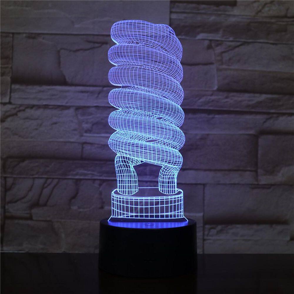 Lâmpada de ilusão LED com luz noturna 3D em forma de lâmpada