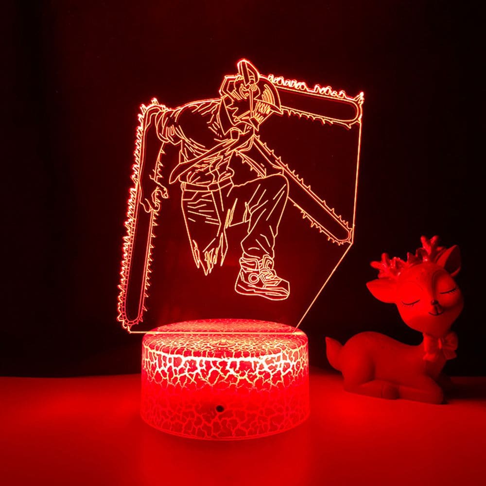 Lâmpada de decoração de anime Night Light Motosserras Pochita 3D Illusion