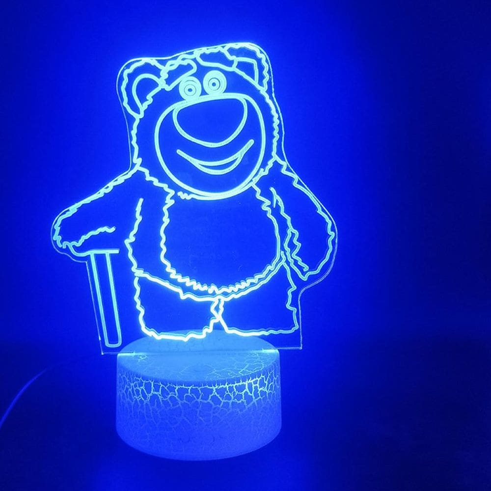 Lâmpada de ilusão LED 3D Night Light Bear Lotso com mudança de cor