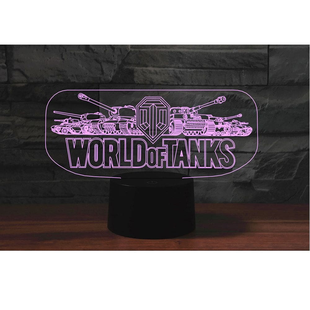Lâmpada de decoração de anime Night Light World Tanks Lâmpada de ilusão 3D