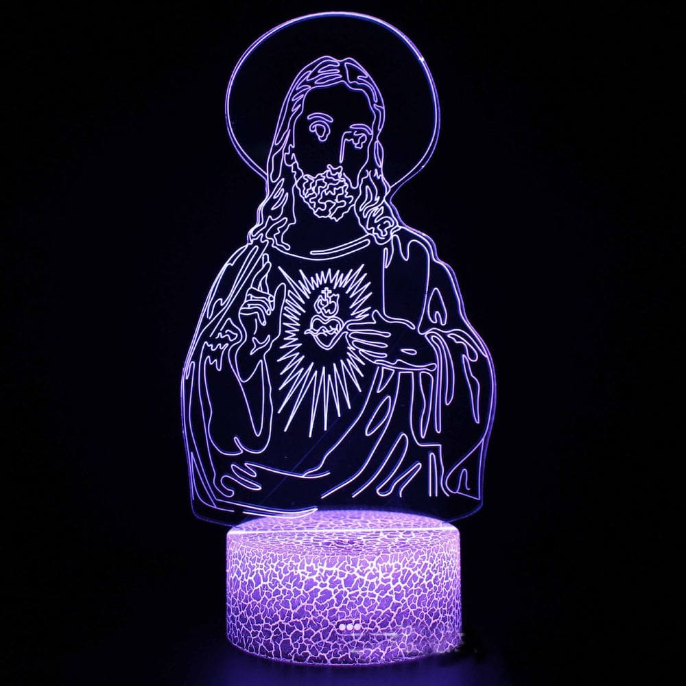 Lâmpada de ilusão LED 3D Night Light Jesus Anime para crianças