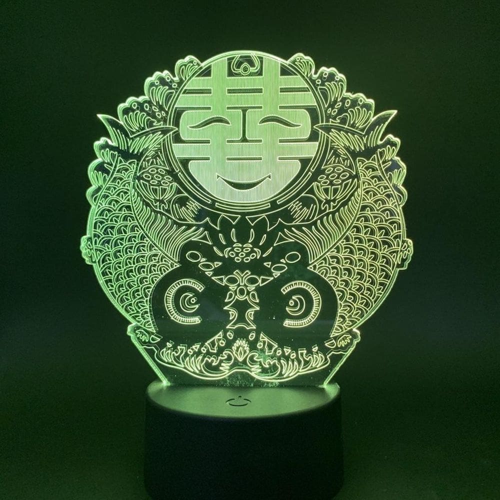 Lâmpada de ilusão LED 3D Night Light Happy Double Fish