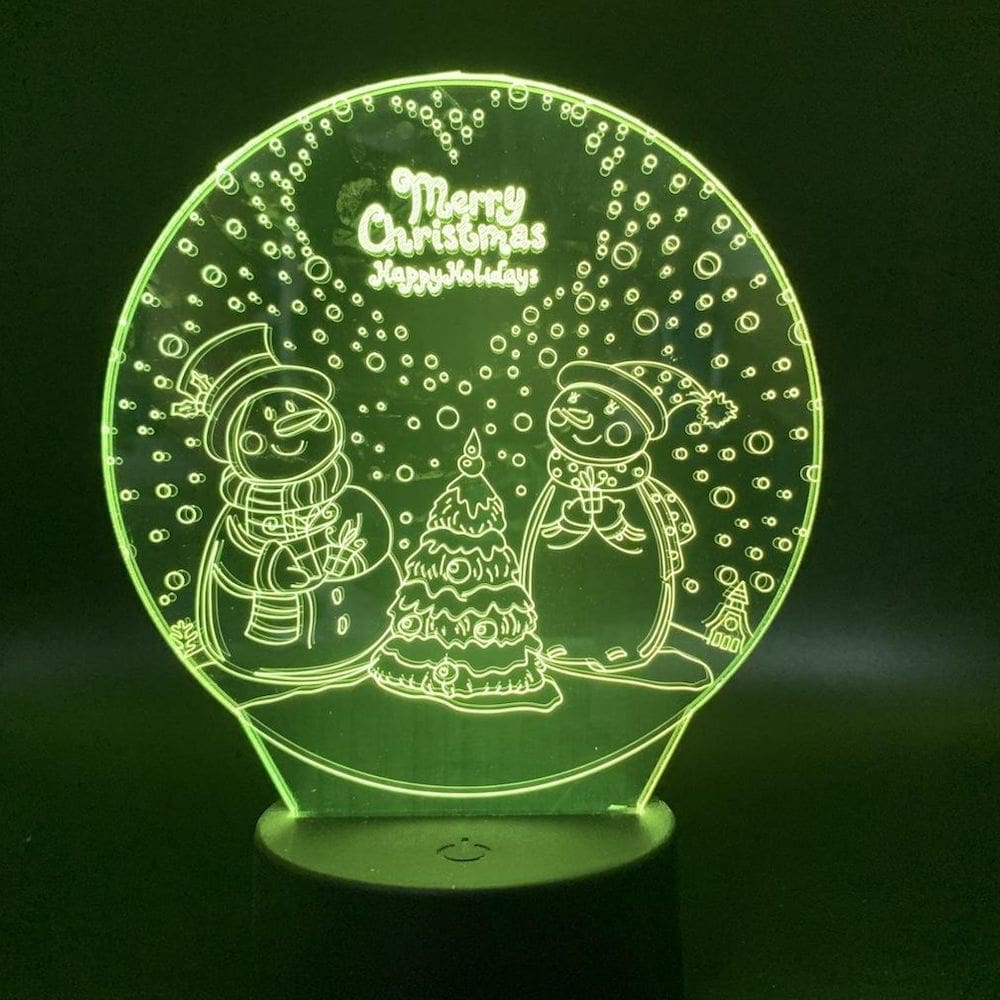 Lâmpada de ilusão LED Night Light Christmas Snowman 3D