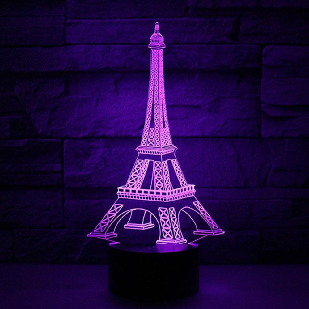 Luz noturna LED 3D da Torre Eiffel de Paris para quarto de crianças