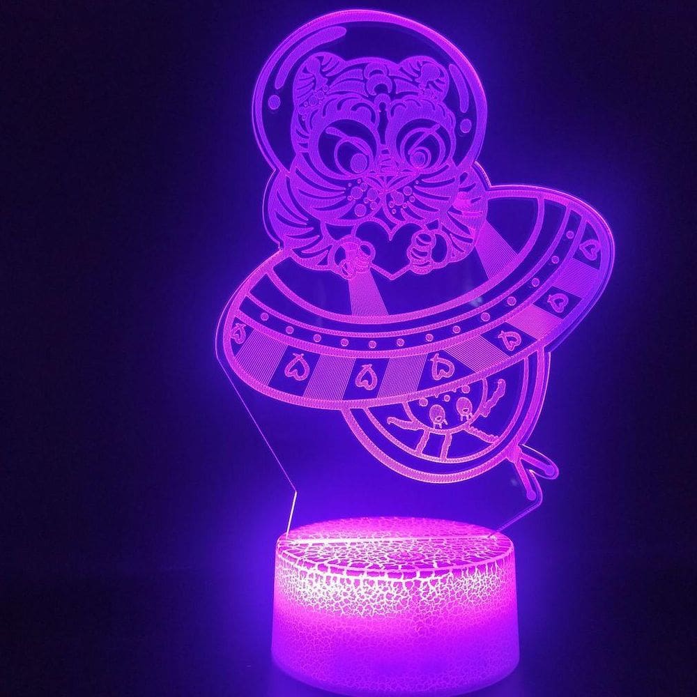 Luz noturna Tiger Flying Saucer 3D LED para quarto de crianças