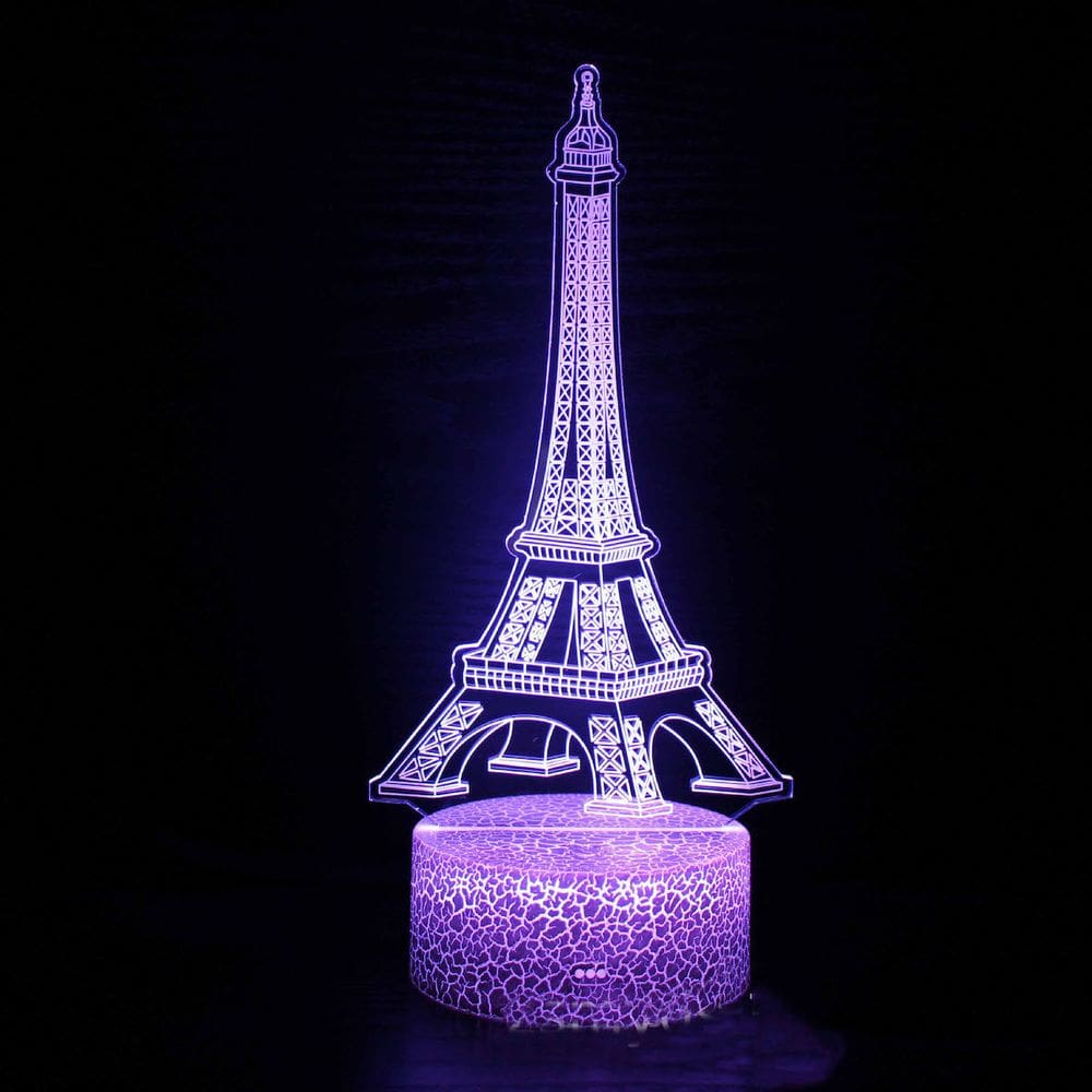 Lâmpada de ilusão LED 3D Night Light Eiffel Tower Anime para crianças
