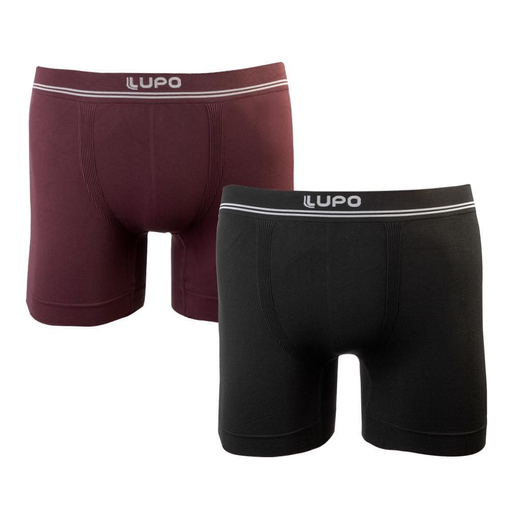 Cueca Lupo Boxer Kit c/ 2 00436 Vinho/Cinza