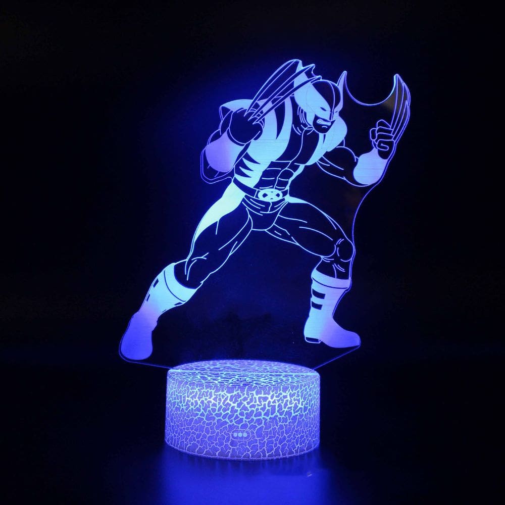 Lâmpada de ilusão LED 3D Night Light Wolverines Anime