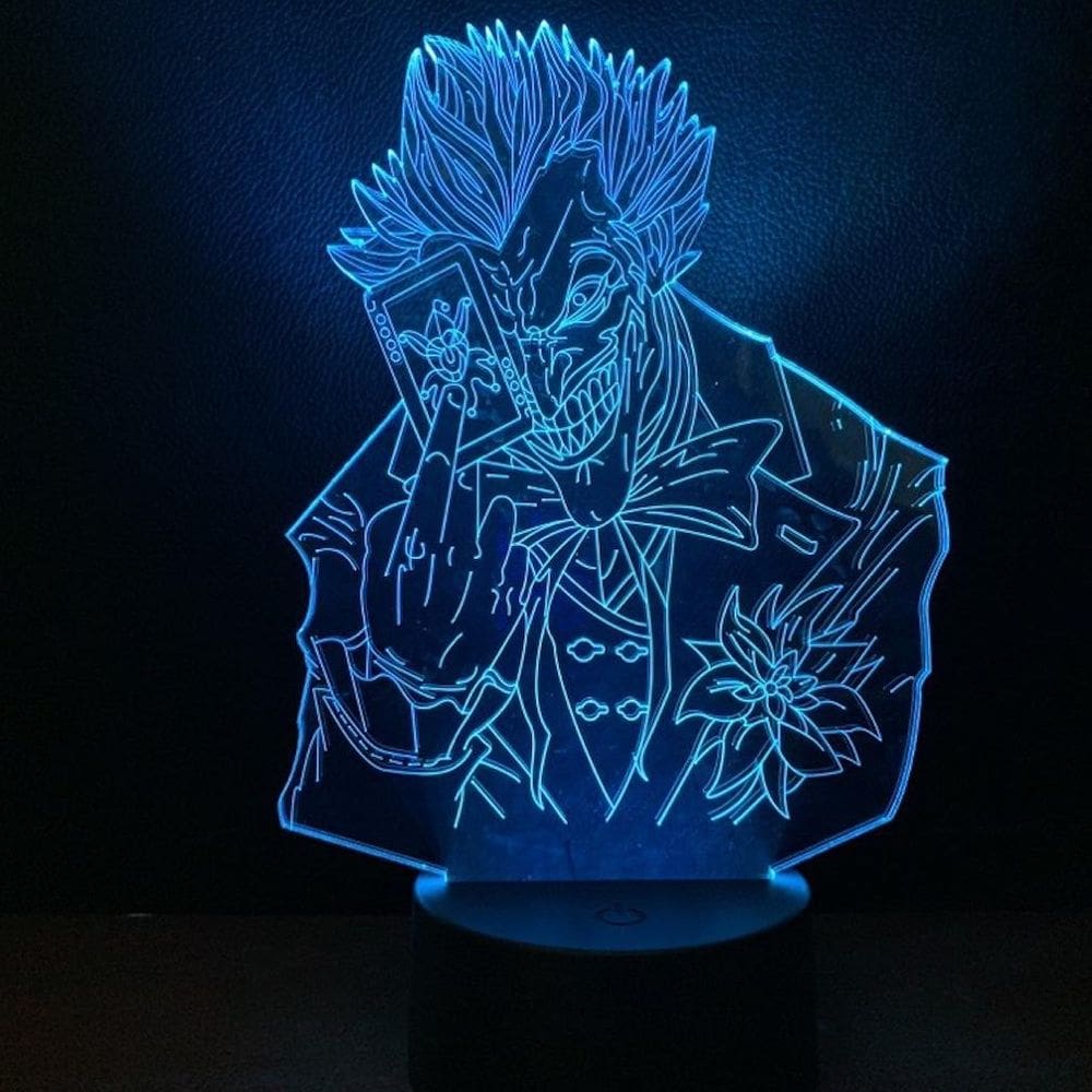 Lâmpada de ilusão LED 3D com luz noturna Clown Holding Poker